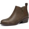 imageAthlefit Womens Ankle Boots Chunky Low Heel Comfortable Short Boots Round Toe Dress Booties with Side ZipperTaupe