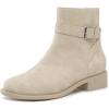 imageAthlefit Womens Ankle Boots Chunky Low Heel Fashion Round Toe Side Zipper Buckle BootiesNude