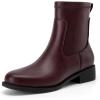 imageAthlefit Womens Ankle Boots Chunky Low Heel Fashion Round Toe Side Zipper Short Chelsea BootsBurgundy