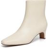 imageAthlefit Womens Ankle Boots Comfortable Low Heel Pointed Square Toe Dress Short Boots with Side ZipperBeige