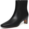 imageAthlefit Womens Ankle Boots Comfortable Low Heel Pointed Square Toe Dress Short Boots with Side ZipperBlack