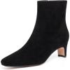 imageAthlefit Womens Ankle Boots Comfortable Low Heel Pointed Square Toe Dress Short Boots with Side ZipperBlack Suede