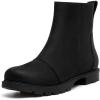 imageAthlefit Womens Ankle Boots Comfortable Lug Sole Chunky Low Heel Zipper Short BootiesBlack