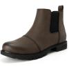 imageAthlefit Womens Chelsea Boots Low Heel Slip On Lug Sole Elastic Short Ankle BootiesDark Brown