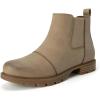imageAthlefit Womens Chelsea Boots Low Heel Slip On Lug Sole Elastic Short Ankle BootiesKhaki