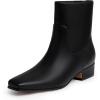 imageAthlefit Womens Chunky Low Heel Ankle Boots Fashion Square Toe Side Zipper Short BootiesBlack