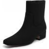 imageAthlefit Womens Chunky Low Heel Ankle Boots Fashion Square Toe Side Zipper Short BootiesBlack Suede