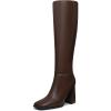 imageAthlefit Womens Knee High Boots Fashion Chunky Heel Square Toe Tall Boots Side Zipper Long BootsBrown