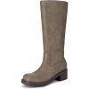 imageAthlefit Womens Knee High Boots Square Toe Chunky Block Riding Tall Boots for Women Low HeelTaupe