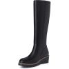 imageAthlefit Womens Knee High Boots Wedge Platform Comfortable Tall Long Boots with Side ZipperBlack