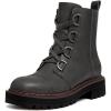 imageAthlefit Womens LaceUp Combat Boots Platform Chunky Low Heel Lug Sole Ankle BootiesGrey