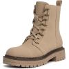 imageAthlefit Womens LaceUp Combat Boots Platform Chunky Low Heel Lug Sole Ankle BootiesTaupe