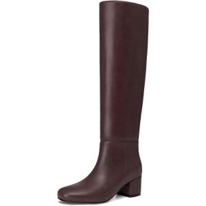 imageAthlefit Knee High Boots for Women Chunky Low Heel Fashion Round Toe Tall BootsBrown