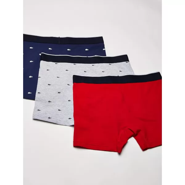 Lacoste Men's Casual All Over Croc 3 Pack Cotton Stretch Boxer Briefs