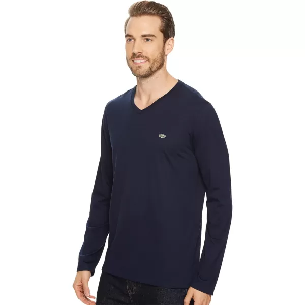 Lacoste Men's Long Sleeve Jersey Pima V-Neck T-Shirt