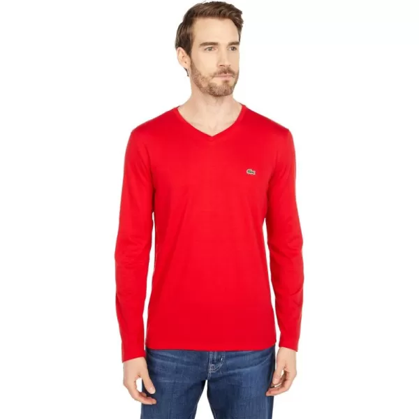 Lacoste Men's Long Sleeve Jersey Pima V-Neck T-Shirt