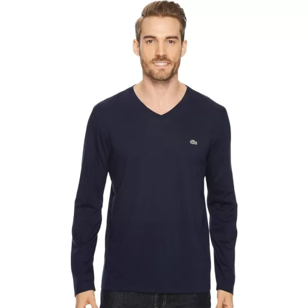 Lacoste Men's Long Sleeve Jersey Pima V-Neck T-Shirt