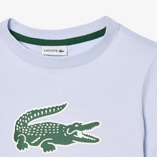 Lacoste Boys' Short Sleeve Crewneck Large Front Croc Graphic Tee-shrt