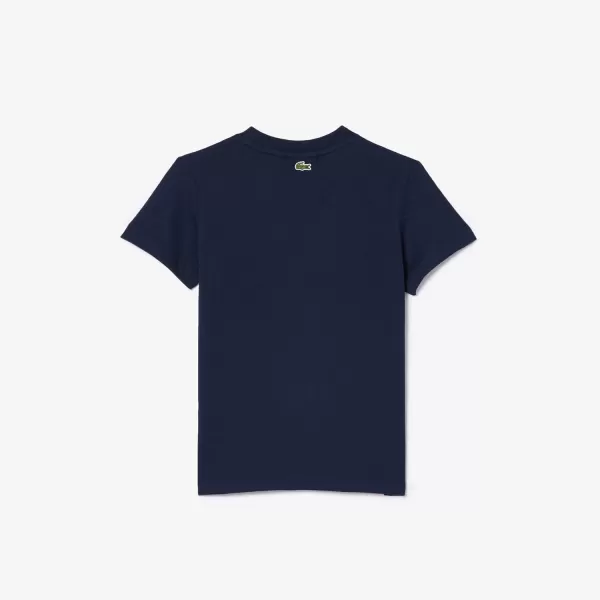 Lacoste Boys' Short Sleeve Crewneck Large Front Croc Graphic Tee-shrt