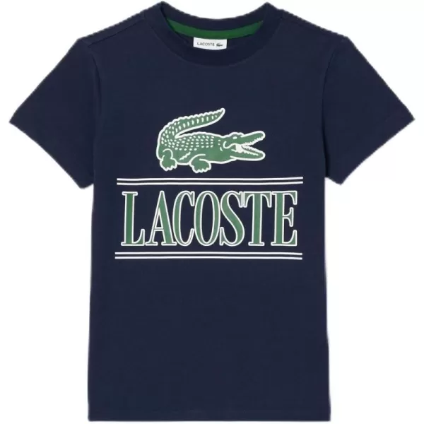 Lacoste Boys' Short Sleeve Crewneck Large Front Croc Graphic Tee-shrt