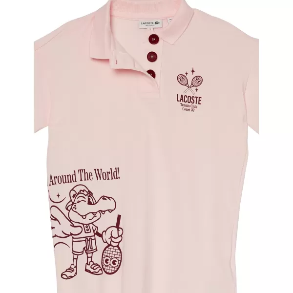 Lacoste Girls' Flutter Sleeve Animated Croc Polo Dress