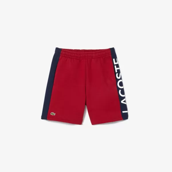 Lacoste Kids' Adjustable Waist W/Color Blocked Large Leg Stripe Childrens Shorts