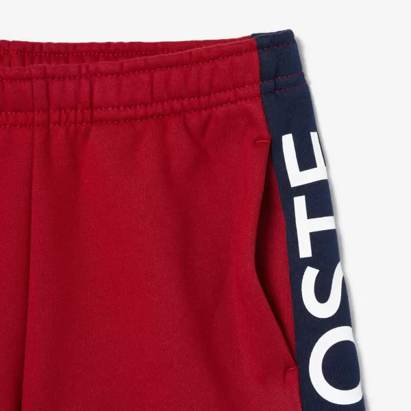 Lacoste Kids' Adjustable Waist W/Color Blocked Large Leg Stripe Childrens Shorts