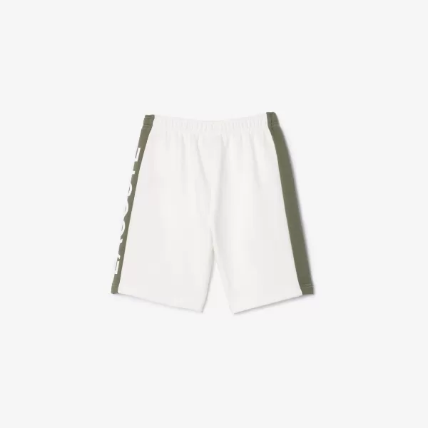 Lacoste Kids' Adjustable Waist W/Color Blocked Large Leg Stripe Childrens Shorts
