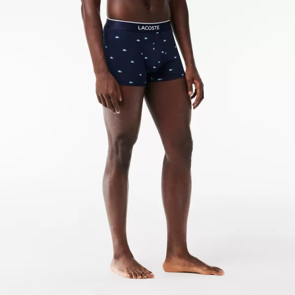 Lacoste Men's Casual All Over Croc 3 Pack Cotton Stretch Trunks