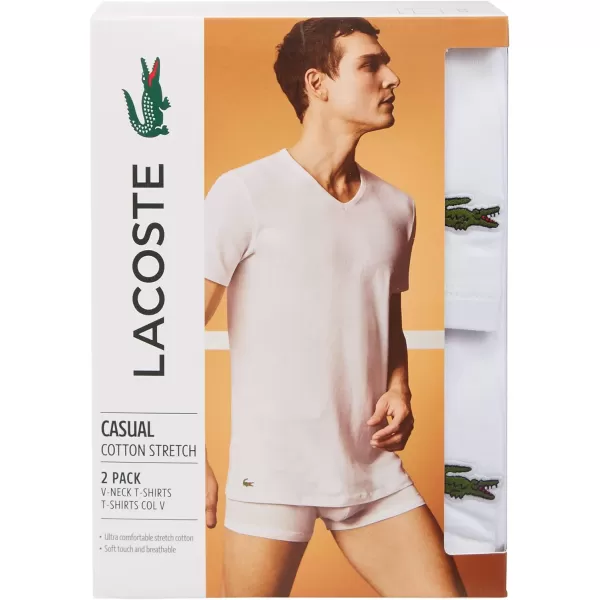 Lacoste Men's Casual Classic Cotton Stretch 2 Pack V-Neck T-Shirts