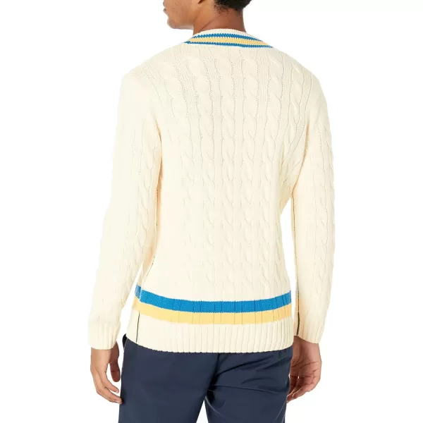 Lacoste Men's Classic Fit V-Neck Contrast Striped Wool Sweater Core