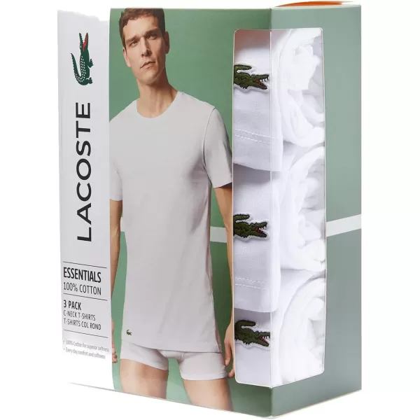 Lacoste Men's Essentials 3 Pack 100% Cotton Slim Fit Crewneck T-Shirts