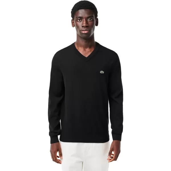 Lacoste Mens Long Sleeve Regular Fit V-neck Organic Cotton Sweater
