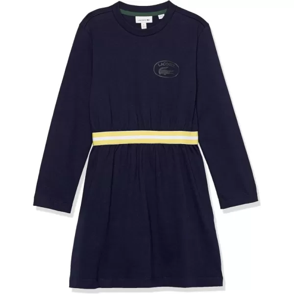 Lacoste Girls' Contrast Waist Cotton Jersey Dress