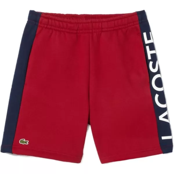 Lacoste Kids' Adjustable Waist W/Color Blocked Large Leg Stripe Childrens Shorts