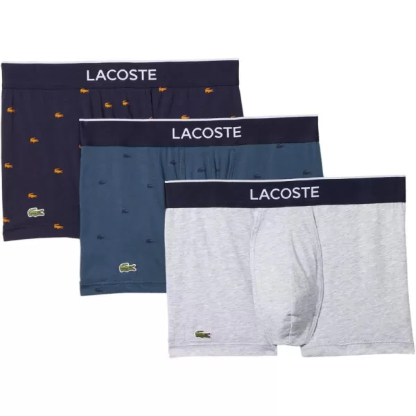 Lacoste Men's Casual All Over Croc 3 Pack Cotton Stretch Trunks