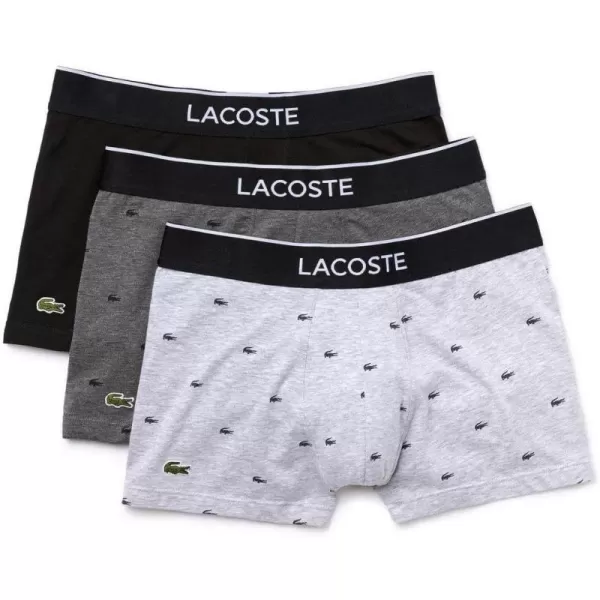 Lacoste Men's Casual All Over Croc 3 Pack Cotton Stretch Trunks
