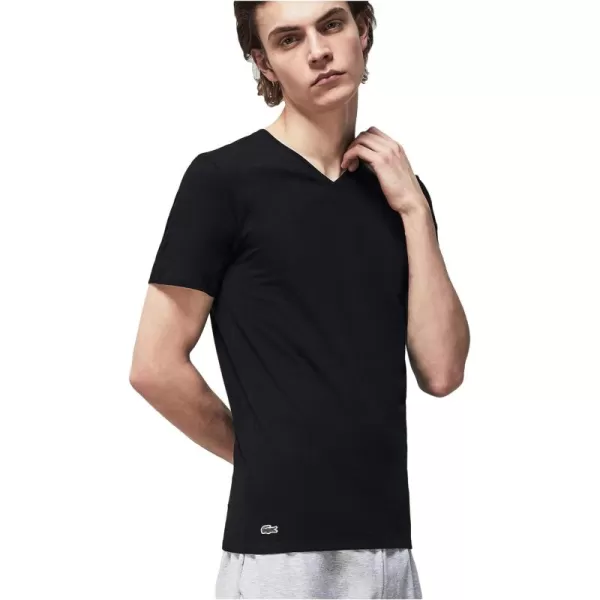 Lacoste Men's Essentials 3 Pack 100% Cotton Regular Fit V-Neck T-Shirts