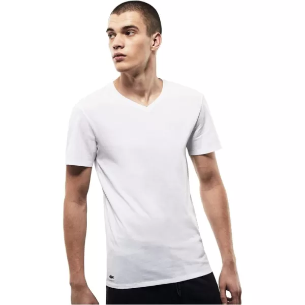 Lacoste Men's Essentials 3 Pack 100% Cotton Regular Fit V-Neck T-Shirts