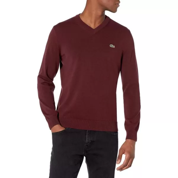 Lacoste Mens Long Sleeve Regular Fit V-neck Organic Cotton Sweater