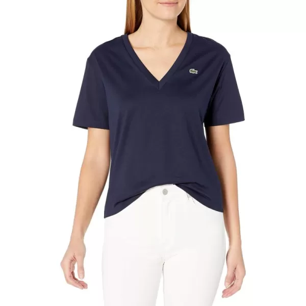 Lacoste Women's Short Sleeve Boxy Fit V-Neck T-Shirt