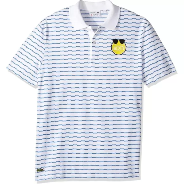 Lacoste Men's Yazbukey Short Sleeve Stripe Pique, Tennis Ball Graphic Polo