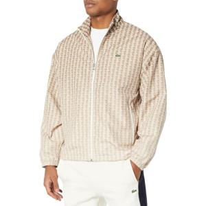 imageLacoste Mens Long Sleeve Aop L Full Zip Hoodless Blouson Jacket WArm Stripes ampamp Large Croc Back Graphic Tbd ML
