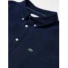 imageLacoste Mens Long Sleeve Regular Fit Linen Casual Button Down Shirt with Front PocketMidnight Blue