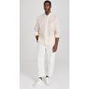 imageLacoste Mens Long Sleeve Regular Fit Linen Casual Button Down Shirt with Front PocketWhiteCroissant