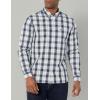 imageLacoste Mens Long Sleeve Slim Fit Poplin Stretch Plaid Button Down ShirtLaplandNavy Blue
