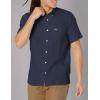 imageLacoste Mens Short Sleeve Regular Fit Linen Button Down Shirt with Front PocketNavy Blue