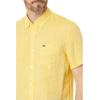 imageLacoste Mens Short Sleeve Regular Fit Linen Button Down Shirt with Front PocketYellow