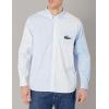 imageLacoste Mens Unisex Large Crocodile Striped Cotton ShirtBlancPanorama
