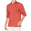 imageLacoste Mens Long Sleeve Regular Fit Linen Casual Button Down Shirt with Front PocketCrater Orange
